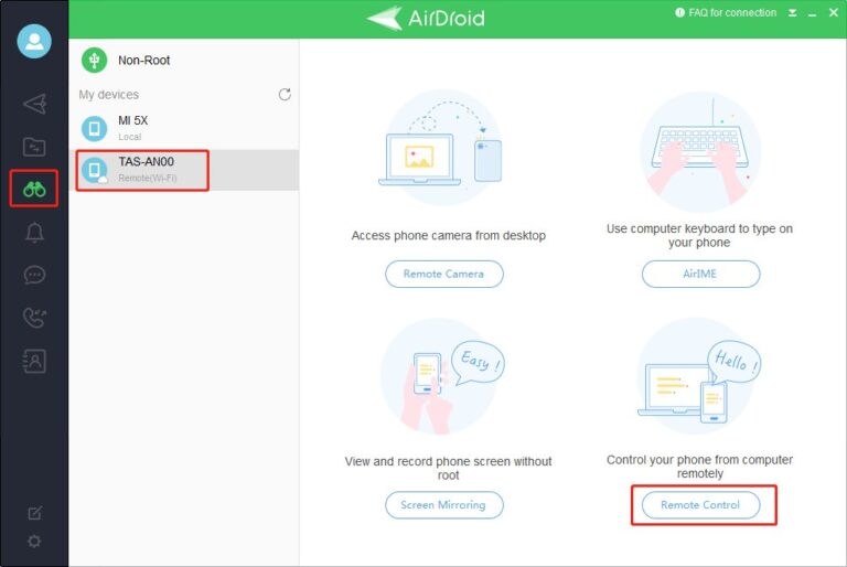 remotely connect airdroid