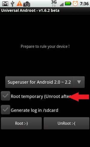 root temporary