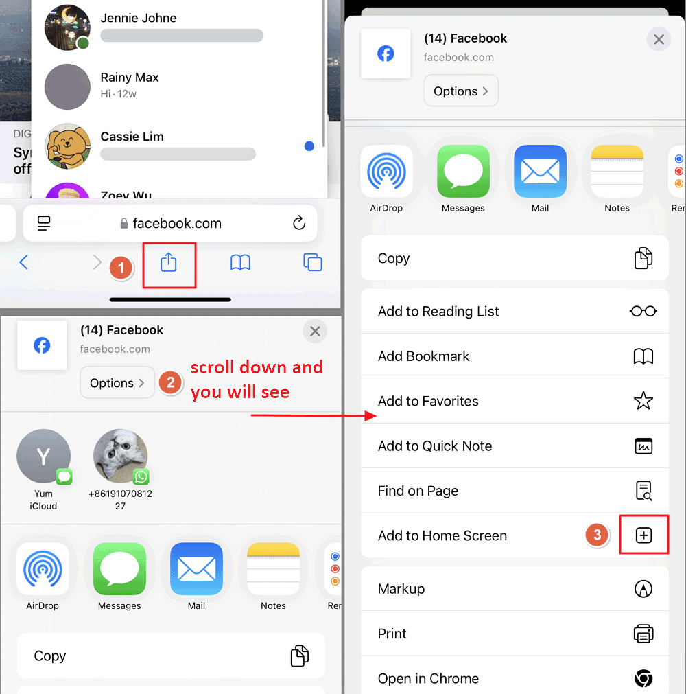 Safari crea scorciatoia per il sito di Facebook