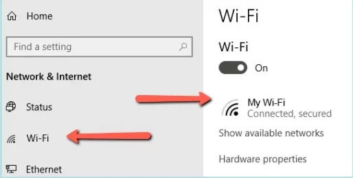 check WiFi connection