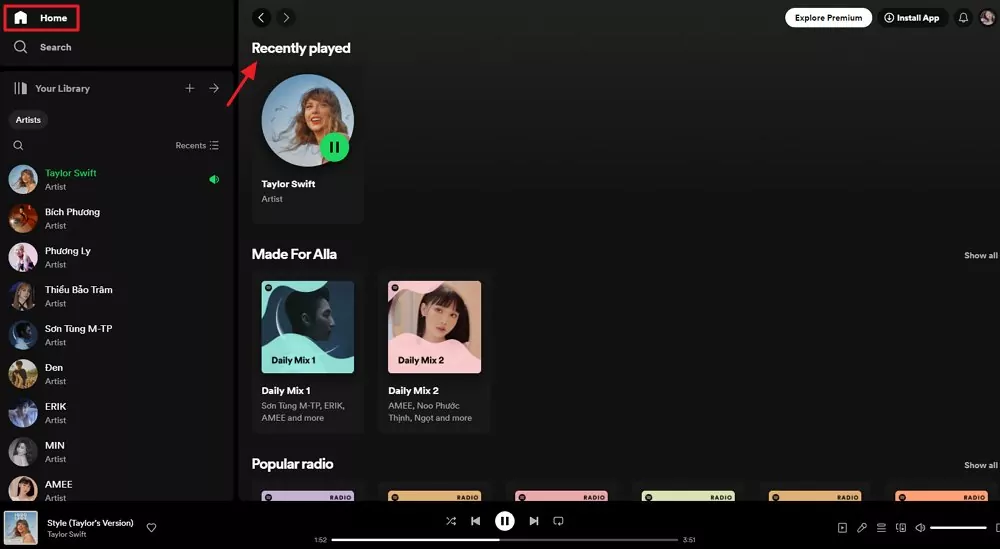see Spotify listening history on web