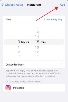 set time limit on iPhone