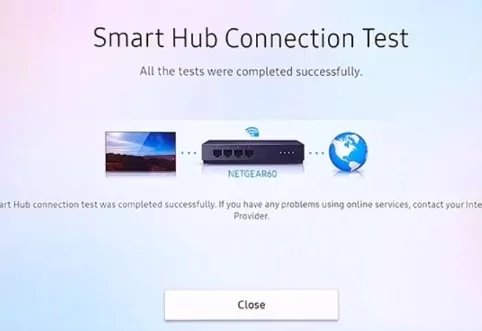 connection test on Samsung TV