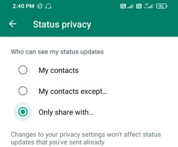 Status privacy