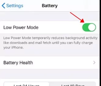 turn off Low Power Mode on iPhone