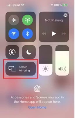 launch the
Control Center on your iPhone or iPad