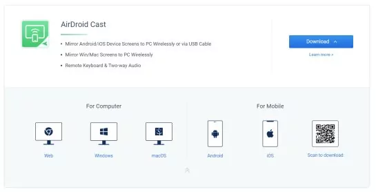 download and install the AirDroid Cast app