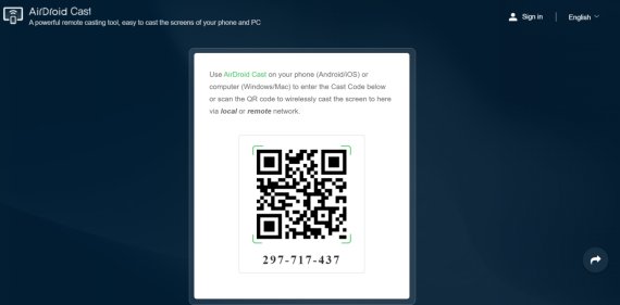 open the AirDroid Cast Web on your iPad