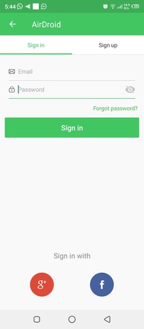 sign in AirDroid Personal on Android