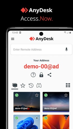 AnyDesk home page on phone