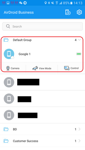 choose a device to control via AirDroid Business