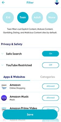 internet and website filtering on Circle