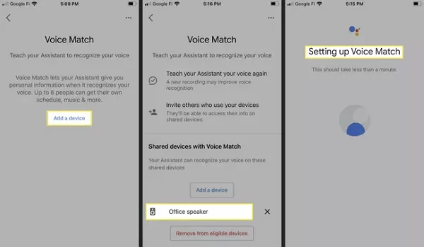 google home set up voice match