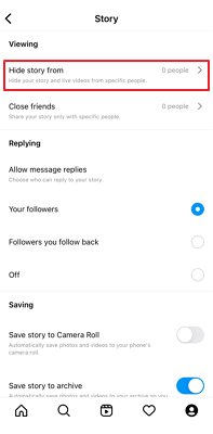 hide your story option on instagram