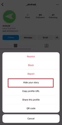 hide your story option on Instagram