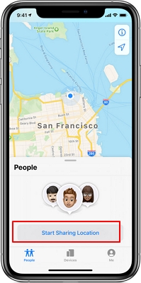 location sharing of Find My