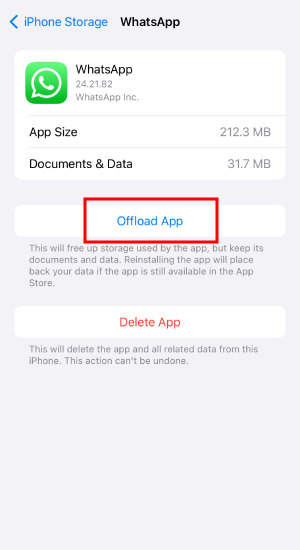 offload WhatsApp