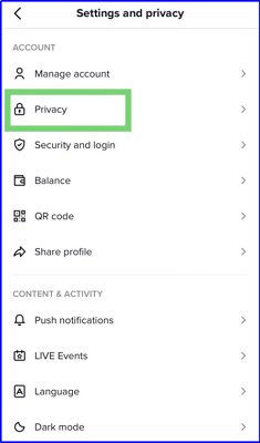 privacy button