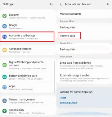 restore data of Android