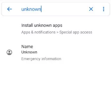 search unknown in Setting