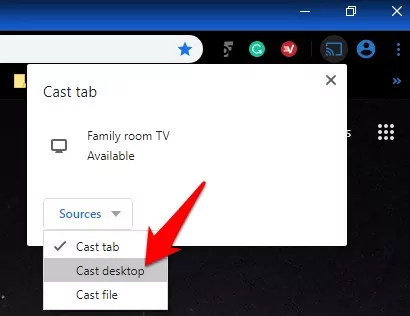 select "Cast desktop"
