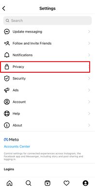 setting and privacy on Instagram