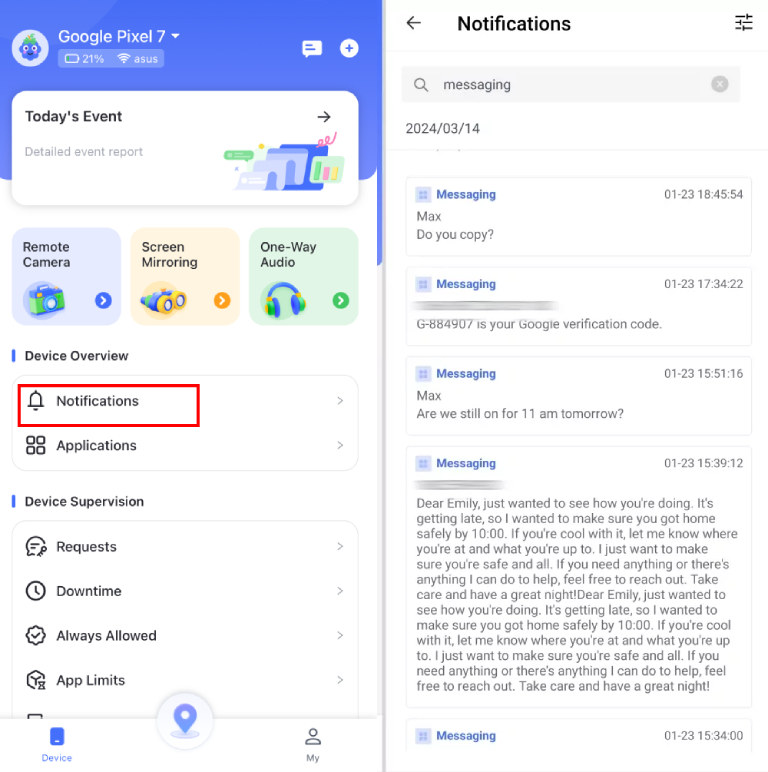 sincronizzare SMS in arrivo su AirDroid