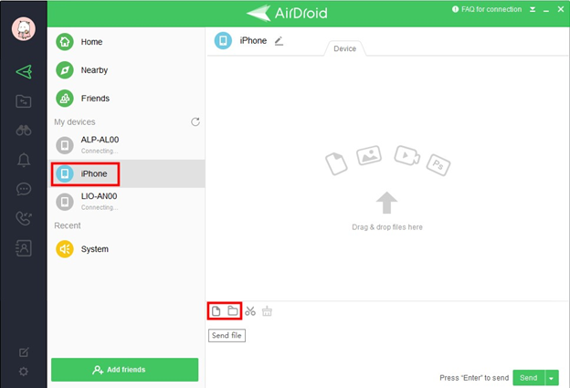 transfer photos from pc to iphone airdroid 1