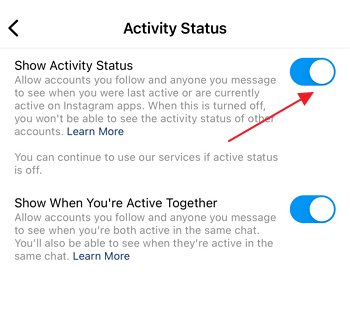 turn off show activity status