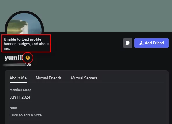 unable to load Discord profile