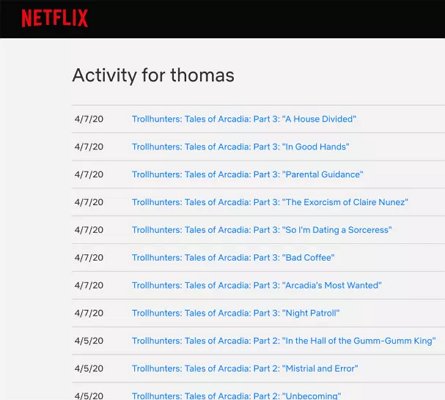 viewing history on Netflix