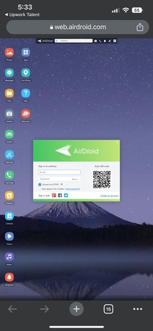 AirDroid Personal Web on iPhone