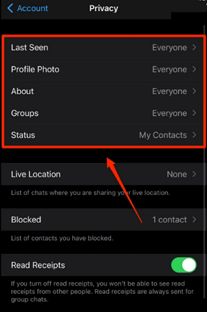 WhatsApp Privacy Setting