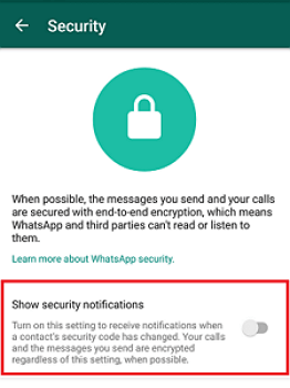 WhatsApp Security notification