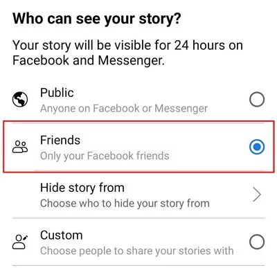set who can see your Facebook story