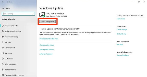 windows check for update