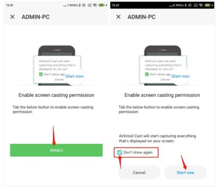 enable Android permission on AirDroid Cast