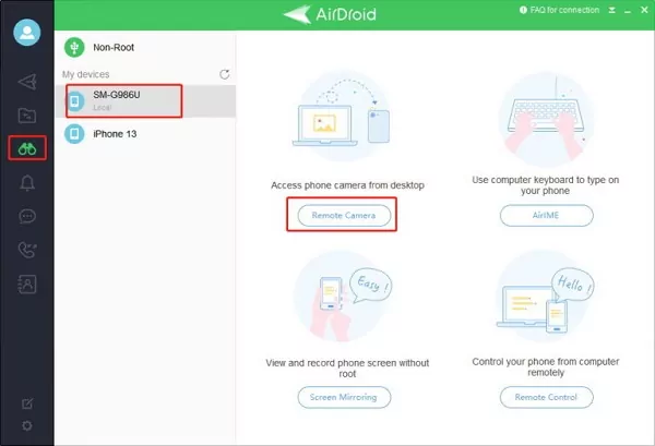 airdroid personal remote camera