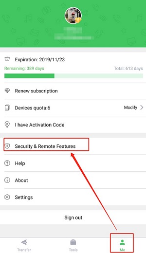 funciones de seguridad remota de airdroid personal