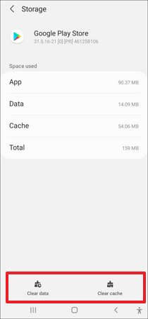 clear cache or data