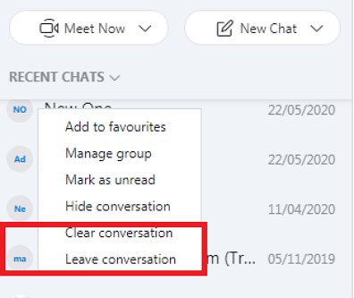 click on clear conversation