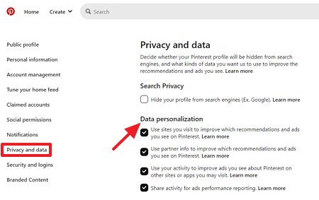 tap on data personalization