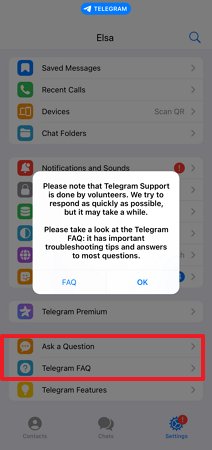 contact Telegram support