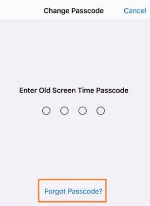 Forgot Passcode button