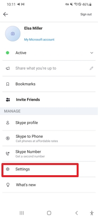 go to Skype profile