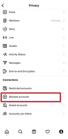 Instagram blocked accounts icon