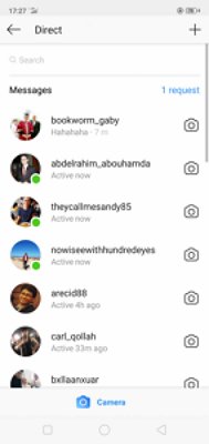 direct messages page of Instagram