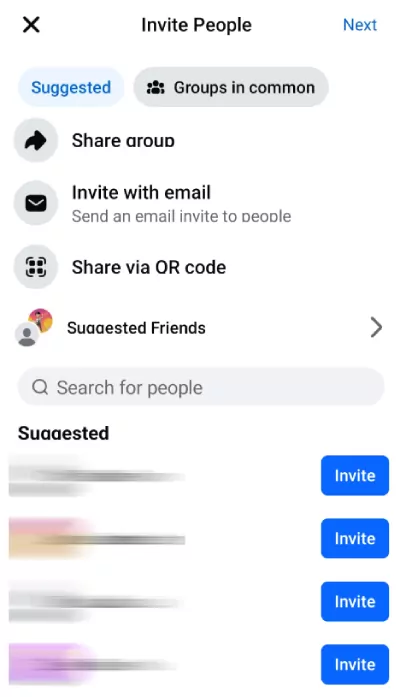 invite people to Facebook group