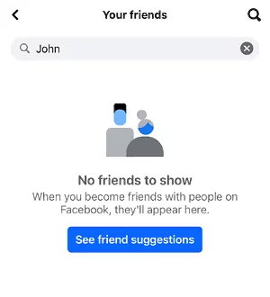 no friends were found of the name on Facebook