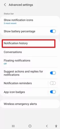 notification history icon